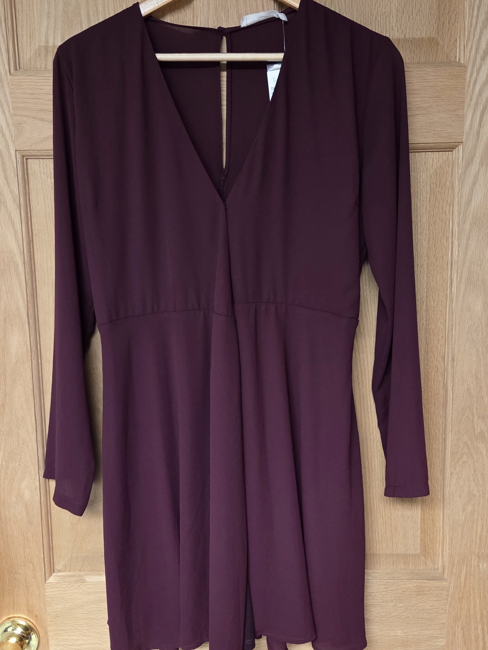 Lush Burgundy Wrap Dress Size Medium Mid Thigh Long Sleeve Chiffon New‎
